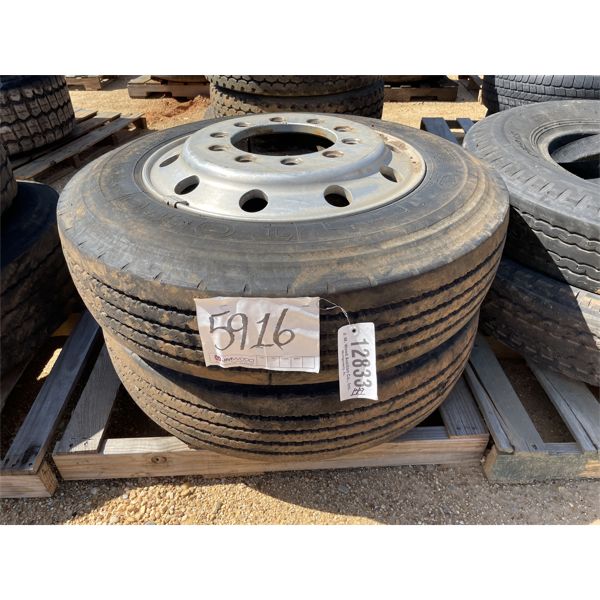 (2) 245/75R22.5 TIRES W/ RIMS