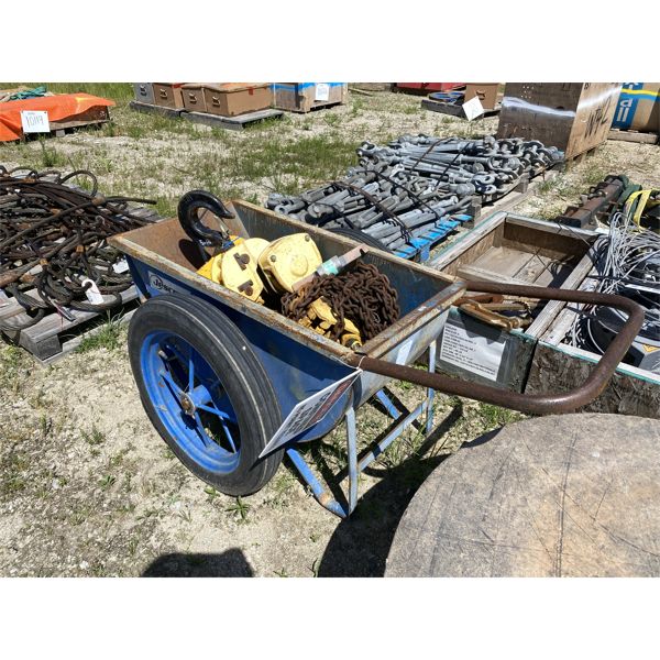 CHAIN HOIST, BEAM CLMAP & WHEEL BARROW