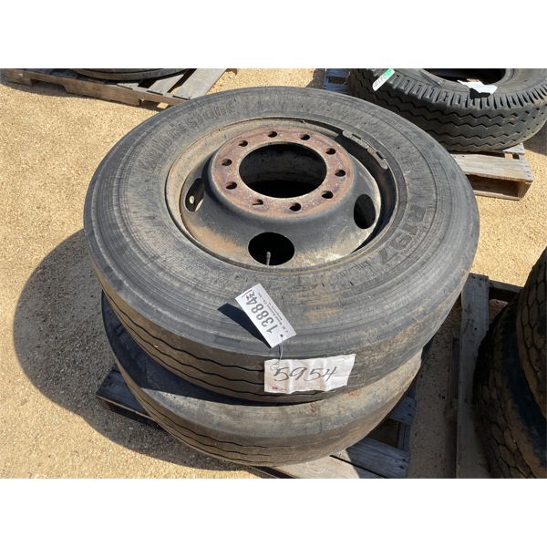 (2) 295/75R22.5 TIRES W/ RIMS