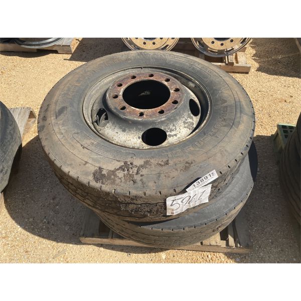 (2) 295/75R22.5 TIRES W/ RIMS