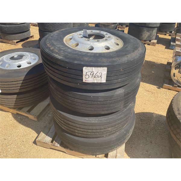 (4) 11R22.5 TIRES W/ RIMS