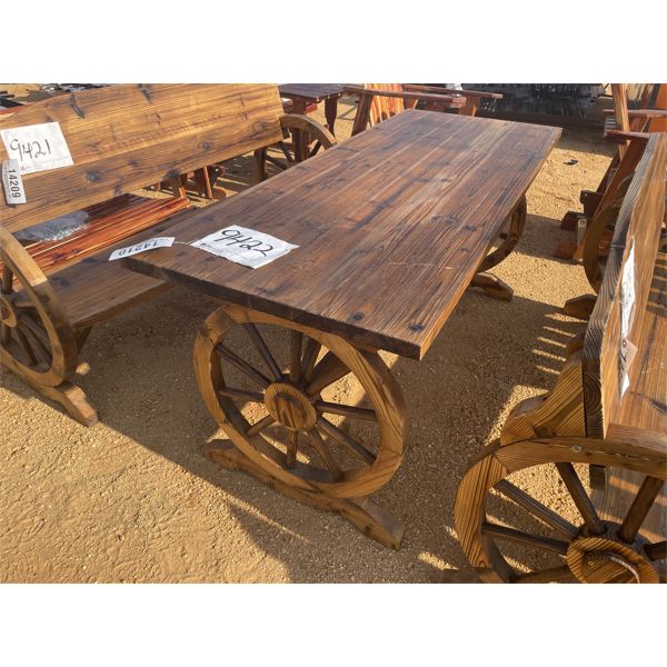 WAGON WHEEL TABLE, 63" X 24"