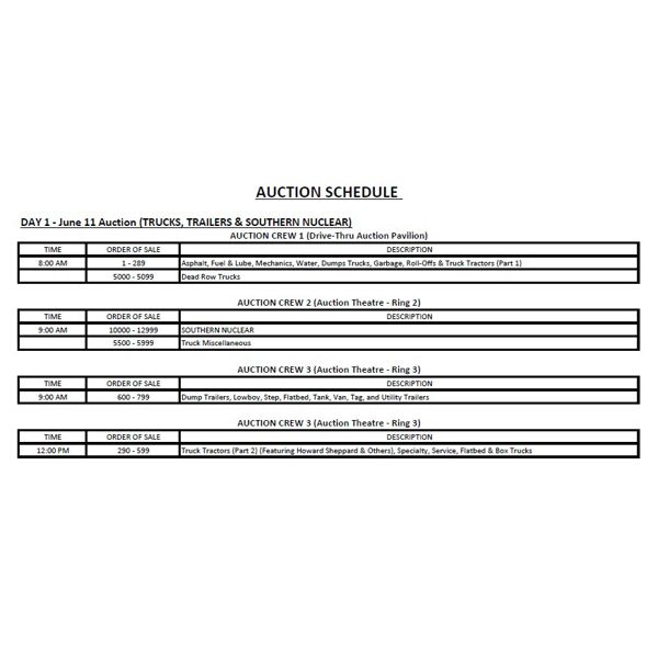AUCTION SCHEDULE - JUNE / 11 / 2024 - PLEASE NOTE: MULTIPLE AUCTION RINGS SELLING ALL DAY