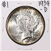 Image 1 : 1934-D $1 Peace Silver Dollar Coin