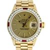 Image 1 : Rolex Ladies 18K Yellow Gold Ruby And Diamond President Wristwatch