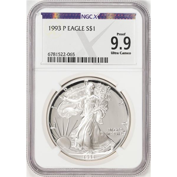 1993-P $1 American Silver Eagle Coin NGCX Proof 9.9 Ultra Cameo