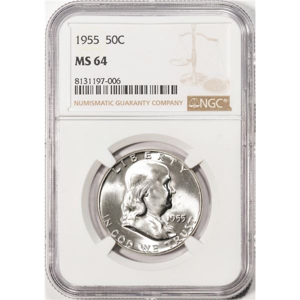 1955 Franklin Half Dollar Coin NGC MS64