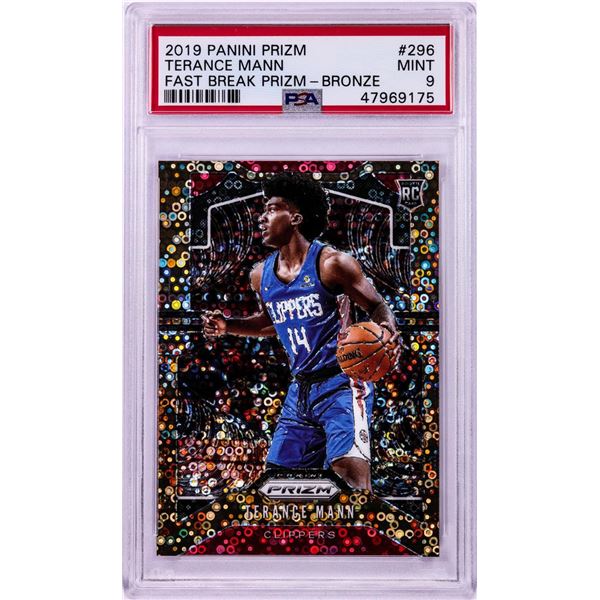 2019 Panini Prizm Fast Break Bronze Terance Mann Rookie NBA Card #296 PSA Mint 9