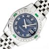 Image 1 : Rolex Ladies Stainless Steel Blue Roman Emerald and Diamond Datejust Wristwatch