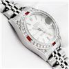Image 5 : Rolex Ladies Stainless Steel Silver Index Ruby and Diamond Datejust Wristwatch