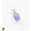 Image 1 : #244-UNHEATED BLUE TANZANITE & CZ PENDANT