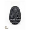 Image 1 : #119-NATURAL BLACK OBSIDIAN BUDDHIST PENDANT