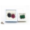 Image 1 : #183-SAPPHIRE& RED BERYLE 22.85CT ,EMERALD 10.30CT