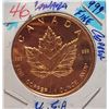 Image 1 : 22)  CANADA/USA ONE OUNCE OF .999 FINE PURE COPPER