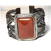 Image 1 : 1)  SILVER TONE BRAIDED CUFF BRACELET WITH SQUARE