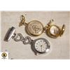 Image 1 : 3 WATCH PENDANTS & PIN WATCH