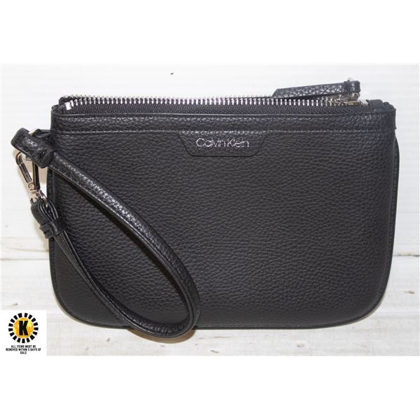 NEW LEATHER CALVIN KLEIN ZIPPER BAG