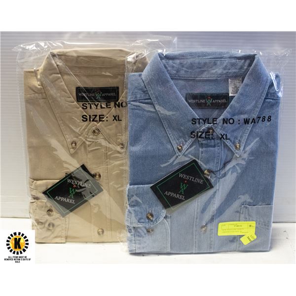 NEW WESTLINE SHIRTS 1DENIM/1TAN SIZE XL