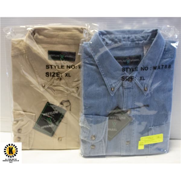 NEW WESTLINE SHIRTS 1DENIM/1TAN SIZE XL