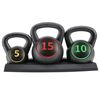 NEW SET OF 3 MAXKARE KETTLE BELLS, 5-10-15