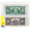 Image 2 : 1937 $1 AND $10 NOTES