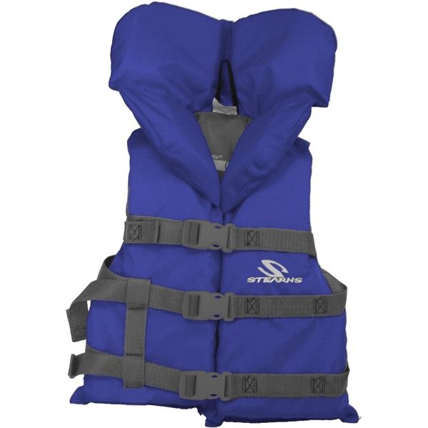 NEW STEARNS HEADS UP CHILD LIFE JACKET, BLUE