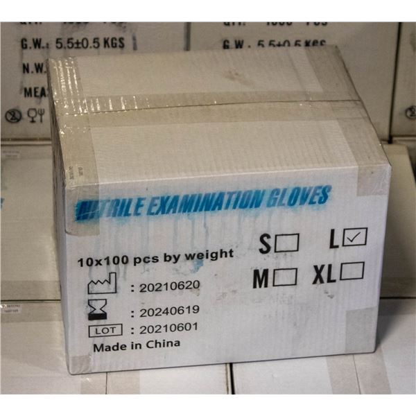 CASE WITH 1000 SZ LARGE NITRILE EXAM GLOVES