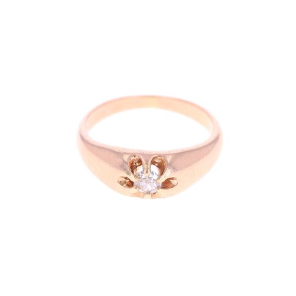 C. 1920-30 Elegant Diamond & 14k Yellow Gold Ring