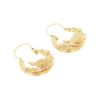 Image 2 : Floral Horseshoe Loop 14k Yellow Gold Earrings