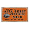 Image 2 : Embossed Tin & Cardboard Alta Crest Milk Sign 1940