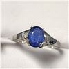 Image 2 : 14K WHITE GOLD NATURAL BLUE SAPPHIRE(1CT) DIAMOND(0.06CT)  RING (~SIZE 7) (~WEIGHT 1.8G)