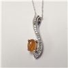 Image 1 : 10K WHITE GOLD OPAL(0.5CT) DIAMOND(0.2CT)  NECKLACE (~WEIGHT 1.53G)
