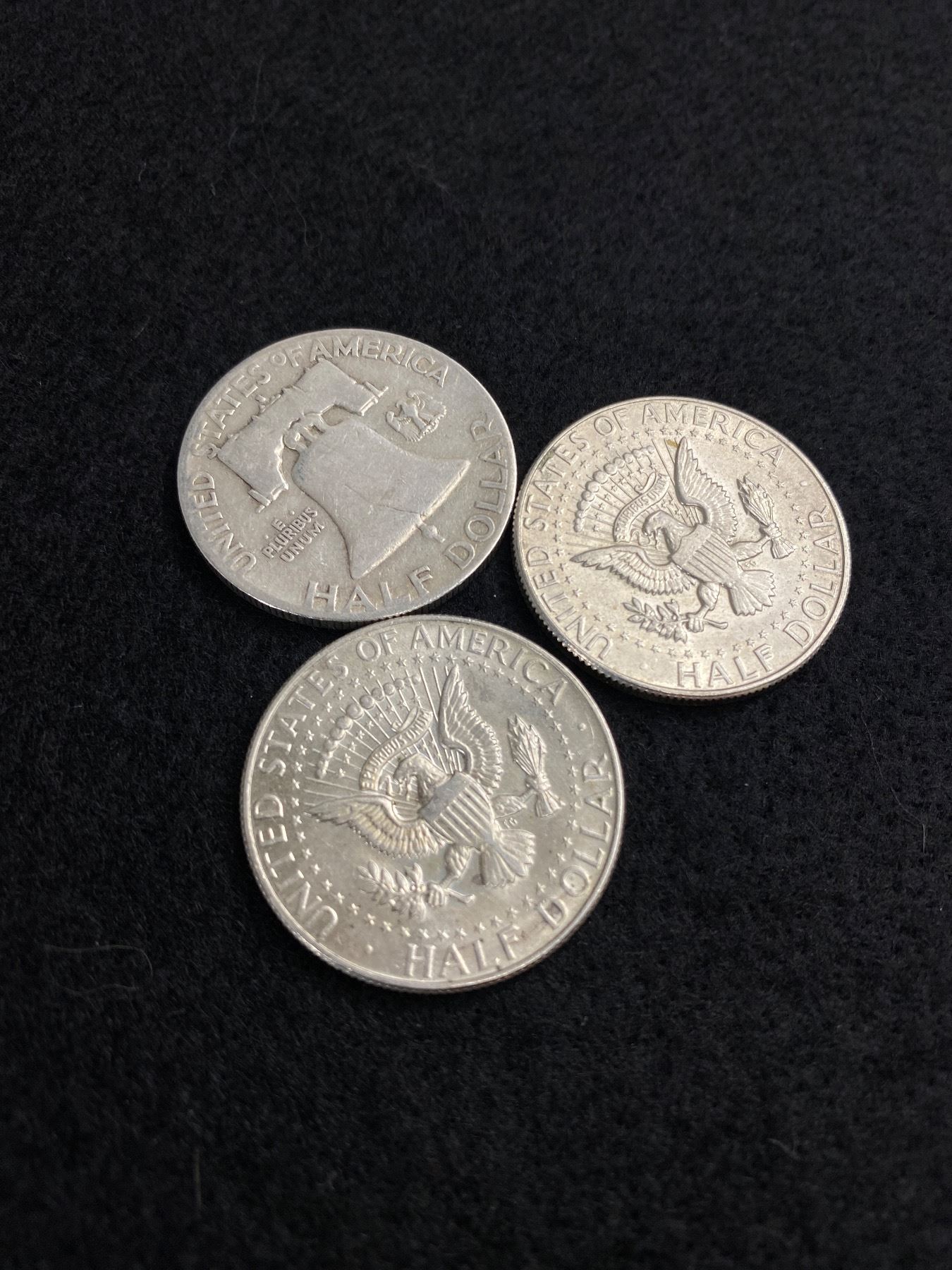 3 silver us 50 cent coins 2 1967 1 1949