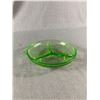 Image 2 : Vintage Uranium Glass Condiment Dish. Approx. 8 1/2" Diameter