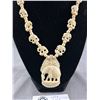 Image 2 : Lovely Vintage Carved Bone Necklace w/Elephant Design