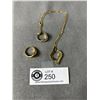 Image 1 : Gold Tone Necklace w/ Rhinestones & 2 Gold Tone Rings