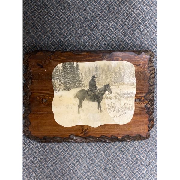 24 x 16 1974 Man on Horse Photo on Wood