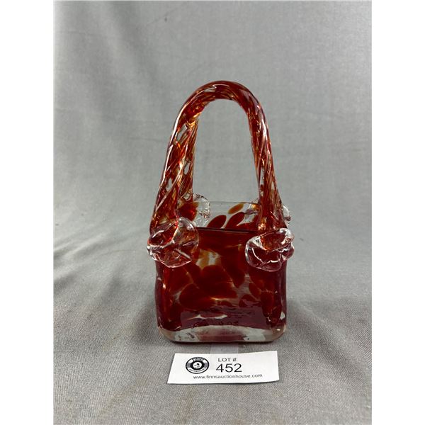 Vinatge Murano Style Art Glass Handbag 7" Tall