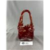 Image 1 : Vinatge Murano Style Art Glass Handbag 7" Tall