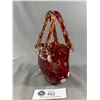 Image 2 : Vinatge Murano Style Art Glass Handbag 7" Tall