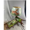 Image 3 : A Vintage Hand Painted Moose Antler Lamp and shade + Other Lamp