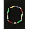 Image 1 : Vintage 925 Sterling Silver with Different Colours Chinese Jade Bracelet Marked 925
