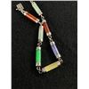 Image 2 : Vintage 925 Sterling Silver with Different Colours Chinese Jade Bracelet Marked 925