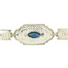 Image 4 : Antique Edwardian 10k White Gold Filigree Link Bracelet w/ Marquise Sim Sapphire