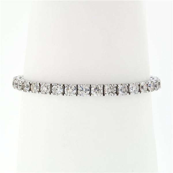 18k White Gold 12.21 ctw 37 Round Large Diamond Line Tennis Statement Bracelet