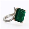 Image 2 : 4.86 ctw Emerald and 0.74 ctw Diamond 14K White and Yellow Gold Ring