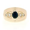 Image 4 : 18k Yellow Gold 0.87 ctw Oval Sapphire & Round Diamond Polished Wide Band Ring