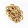 Image 5 : Large Vintage GIA NO DYE Carved Red Coral Brooch w/ Hand Engraved 18k Gold Frame