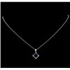 Image 2 : 18KT White Gold 3.18 ctw Sapphire and Diamond Pendant With Chain
