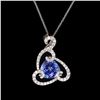 Image 2 : 2.27 ctw Tanzanite and 0.36 ctw Diamond 14K White Gold Pendant